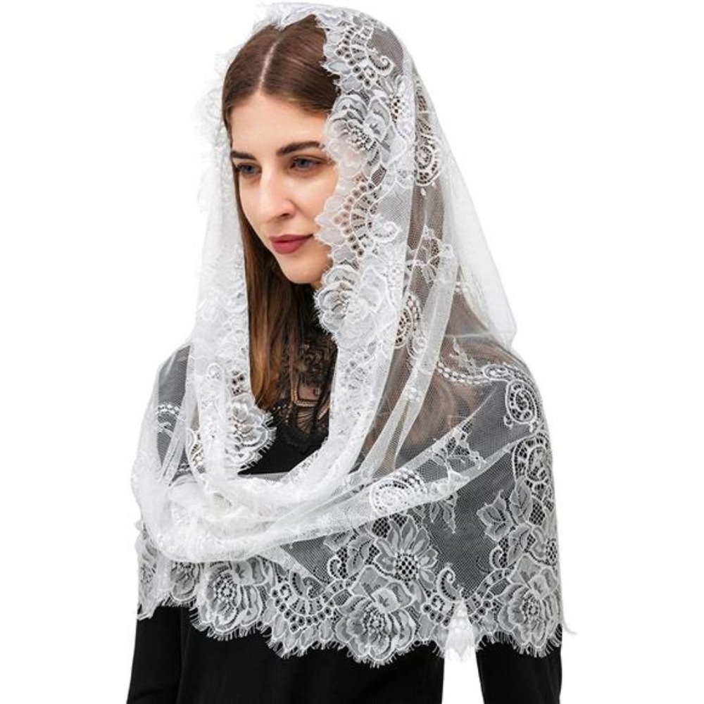 NEW White Lace Mantilla Veil